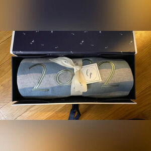 Linen Perch Twin or Sibling Baby Blanket in Gift Box “2 of 2” Blue & Gray